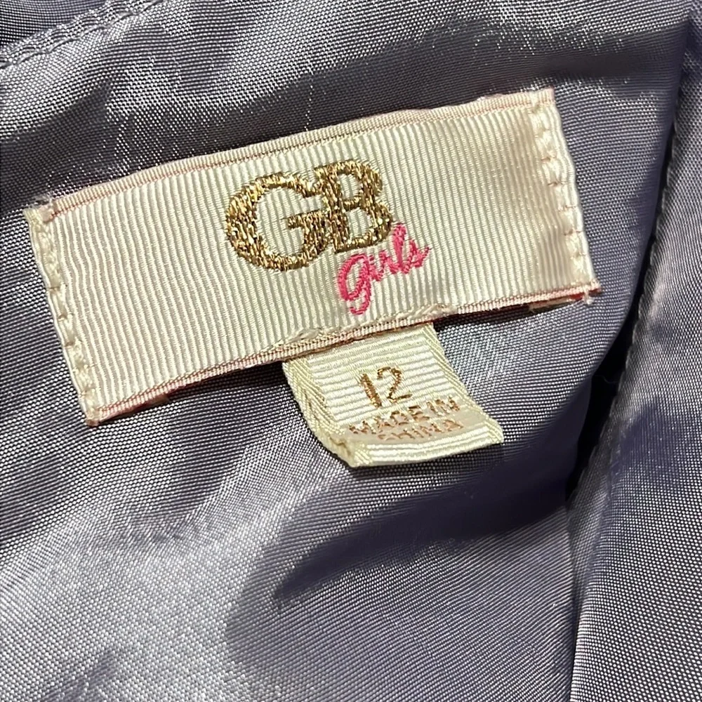 GB Girls Purple Satin Taffeta High Low Drop Waist W/Pockets Dress Size 12